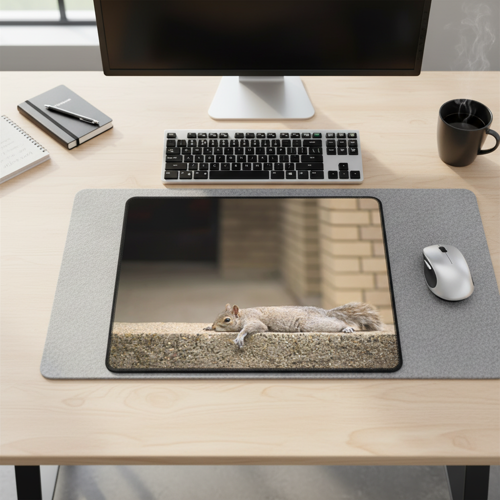 Squirrel Laying Around Thick Mouse Pad Cushion Desk Mat