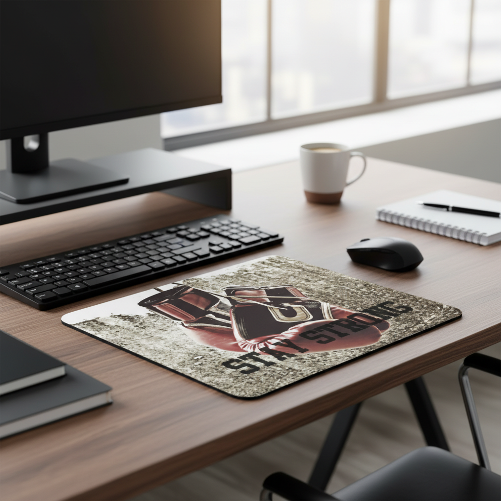 Stay Strong Boxing Gloves Thick Mouse Pad For Desk Use