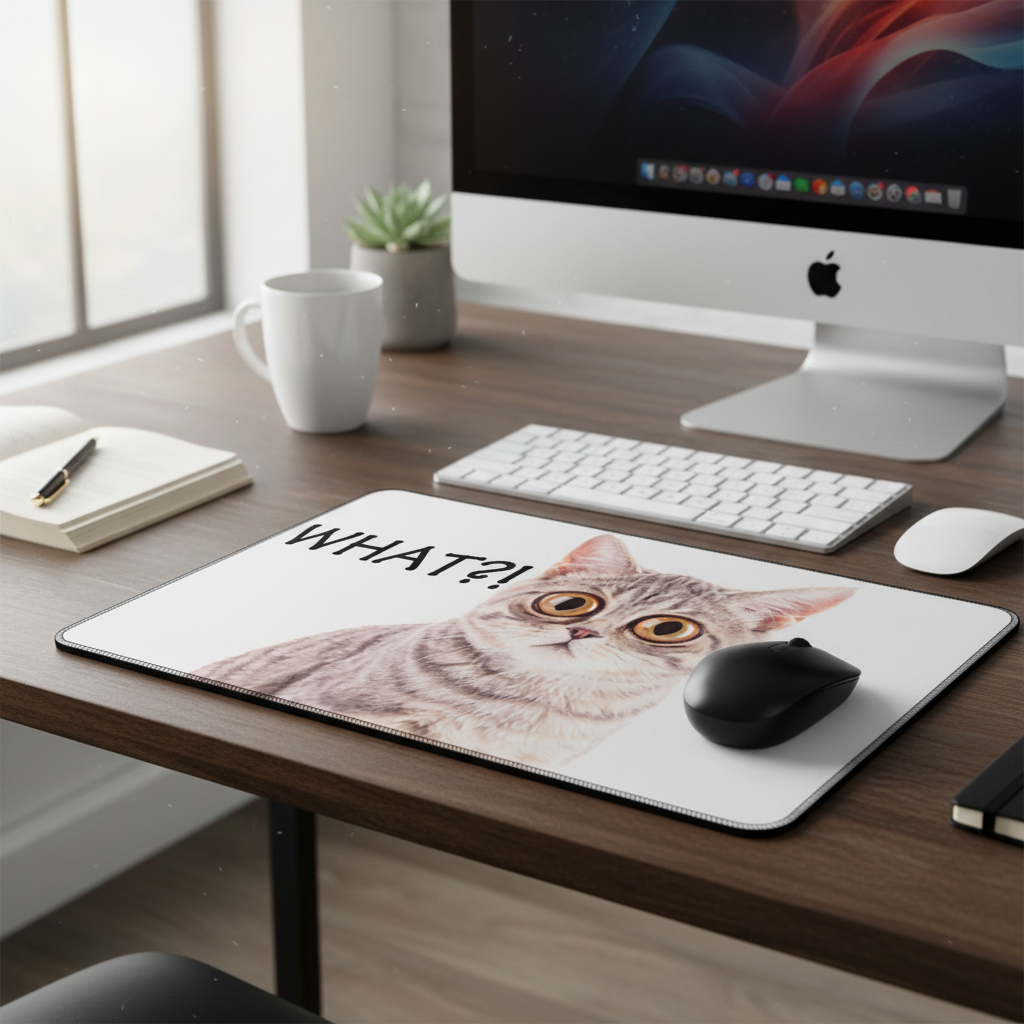 Surprised Cat What Thick Mouse Pad for Desk and Gift