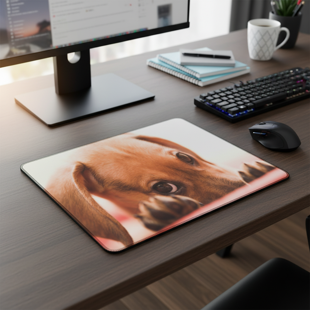 Puppy Peek A Boo Thick Mouse Pad For Dog Lovers Desk Mat