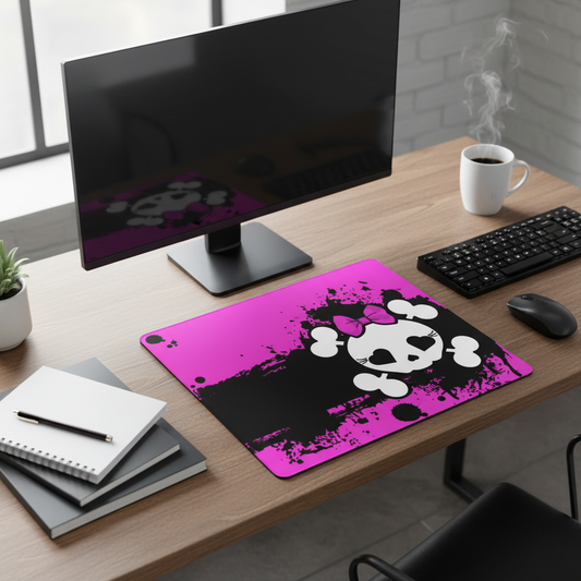 Purple Girlie Skull Thick Mouse Pad For Gamers Desk
