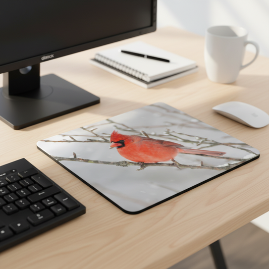 Red Cardinal Winter Thick Mouse Pad For Desk Comfort
