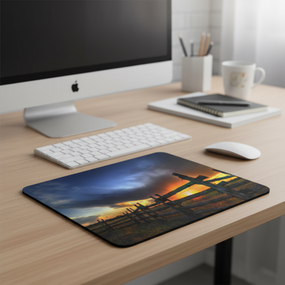 Rustic Fence Sunset Thick Mouse Pad Desk Mat Comfort
