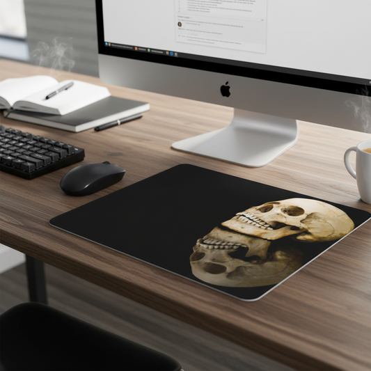 Skull Reflection Black Thick Mouse Pad For Desk Setup