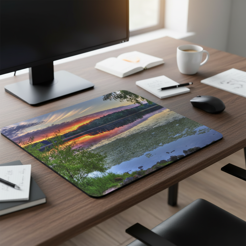 Sunset Lake Thick Mouse Pad Desk Mat For Comfort And Focus