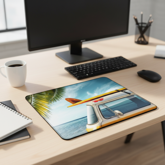 Surfboard With Retro Van Thick Mouse Pad Beach Decor