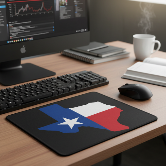 Texas Flag State Outline Thick Mouse Pad With Star