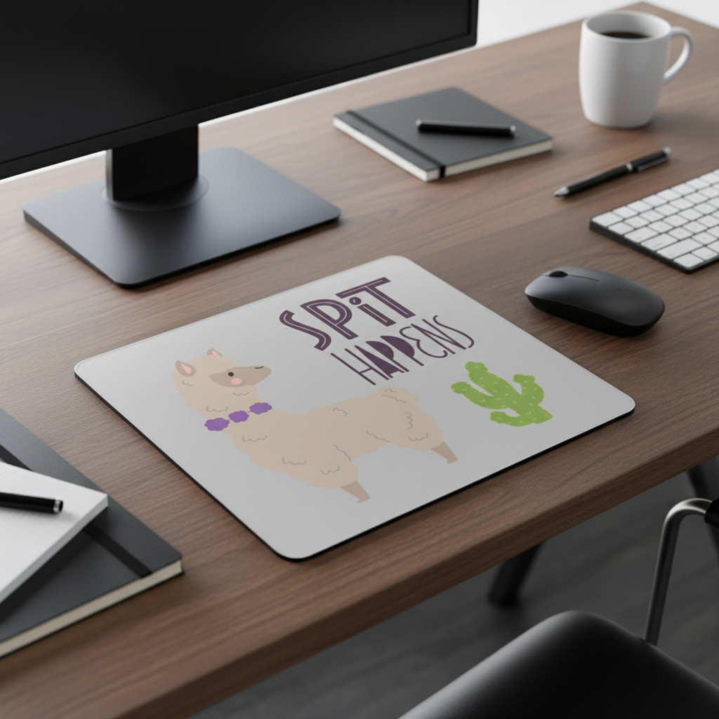 Spit Happens Llama Thick Mouse Pad For Desk Decor Office