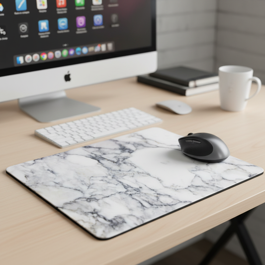 White Marble Background Thick Mouse Pad for Desk Comfort