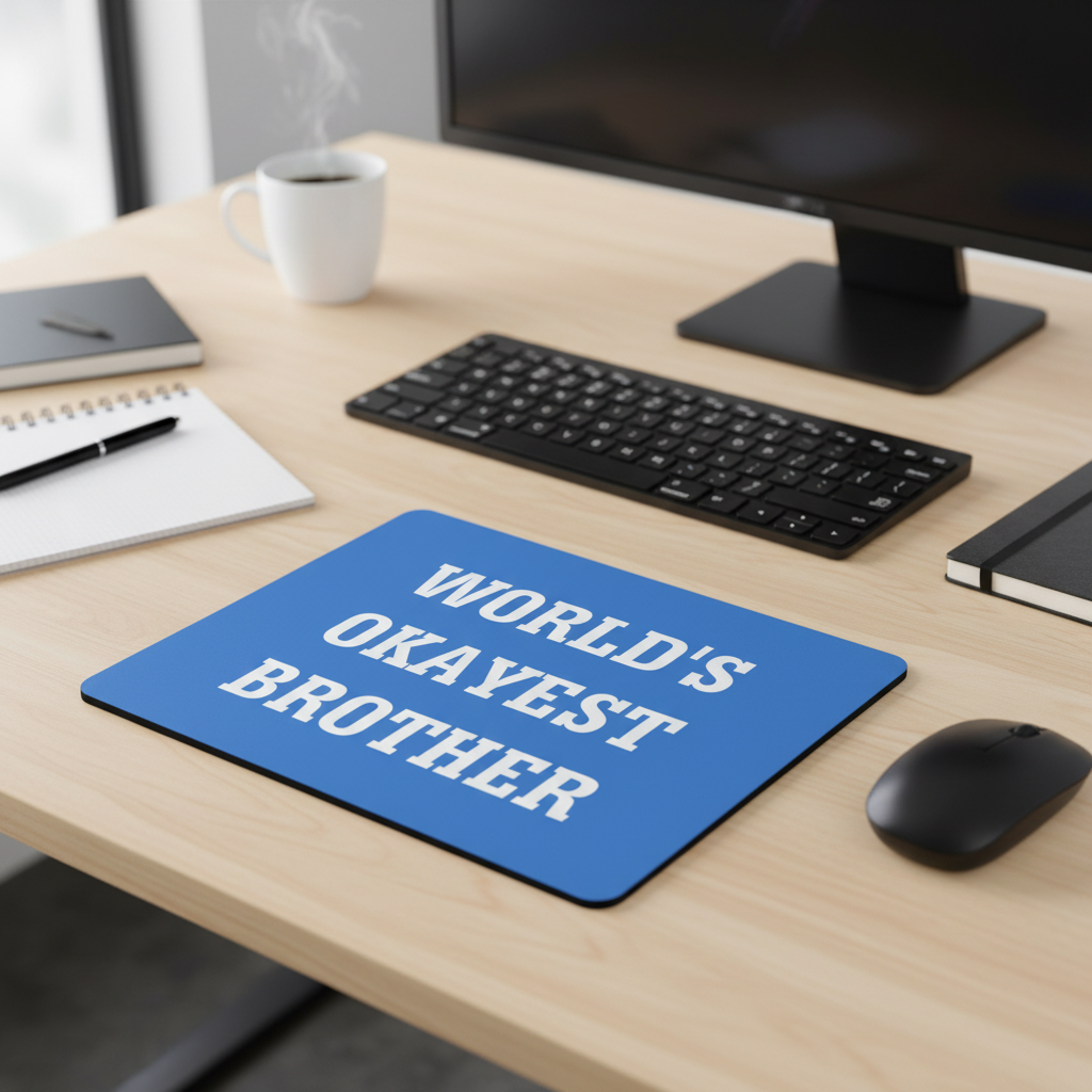 Worlds Okayest Brother Thick Mouse Pad Desk Mat For Office