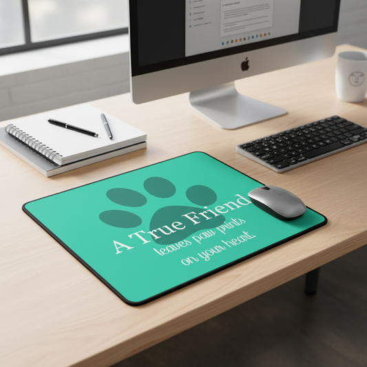 Turquoise Pawprint Quote Thick Mouse Pad Desk Mat Gift