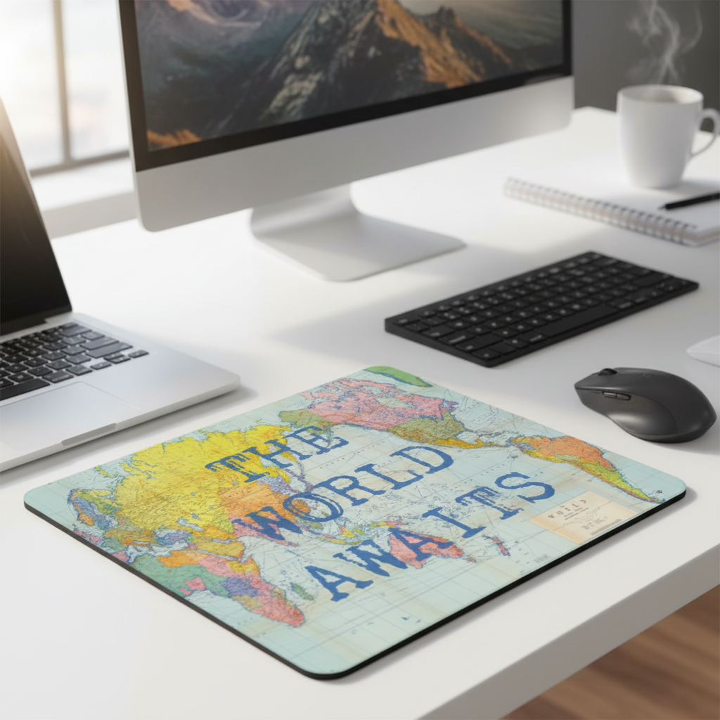 World Map Mouse Pad Thick Desk Mat Travel The World