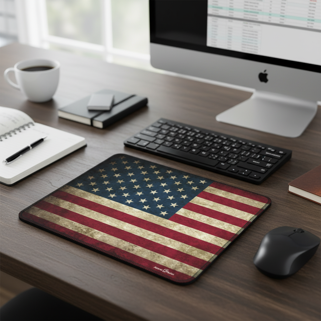 US Grunge Flag Thick Mouse Pad For Desks And Workstations