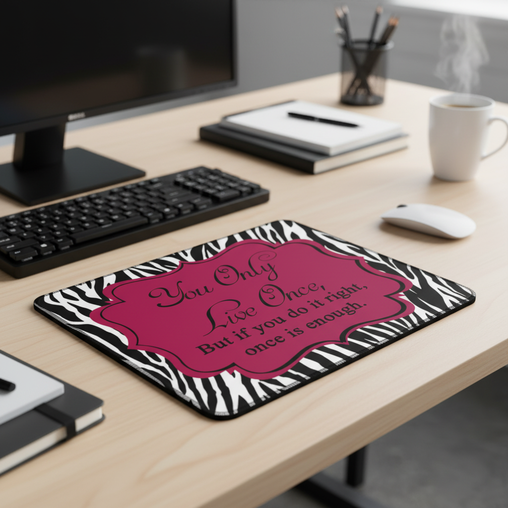 You Only Live Once Zebra Thick Mouse Pad for Desk Decor