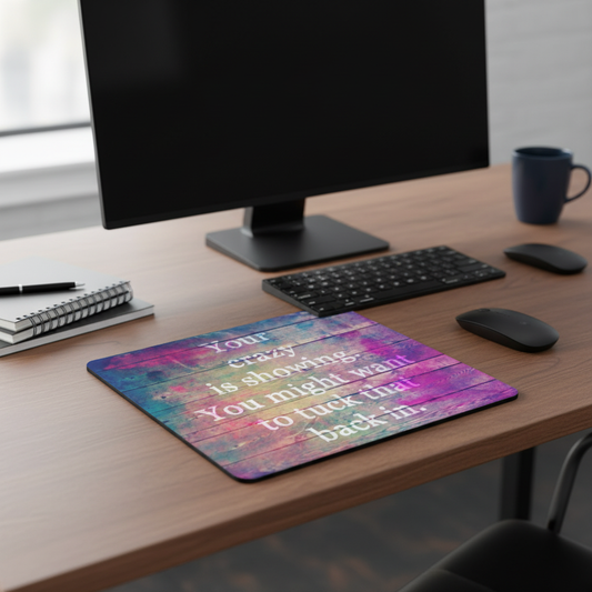 Your Crazy Is Showing Thick Mouse Pad Rainbow Desk Mat