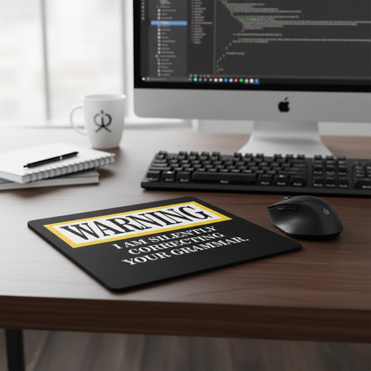 Warning I Am Silently Correcting Your Grammar Mouse Pad