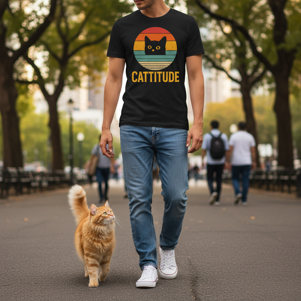 Cattitude Unisex Cat Lover Graphic Tee T Shirt Gift