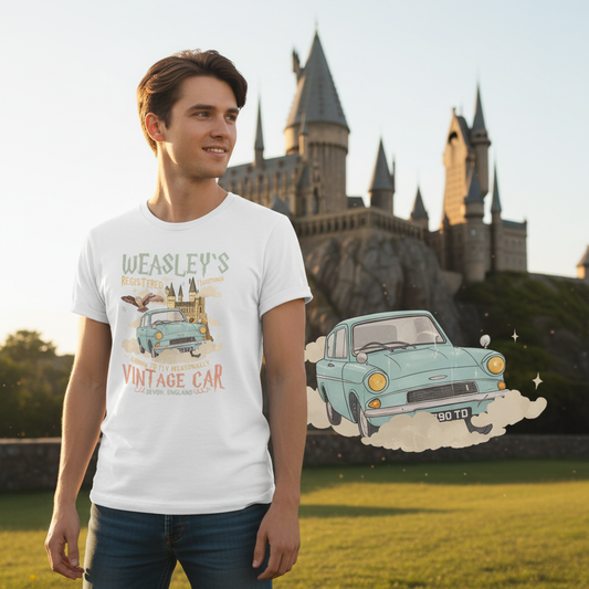 Weasleys Vintage Car Graphic Unisex Short Sleeve T Shirt