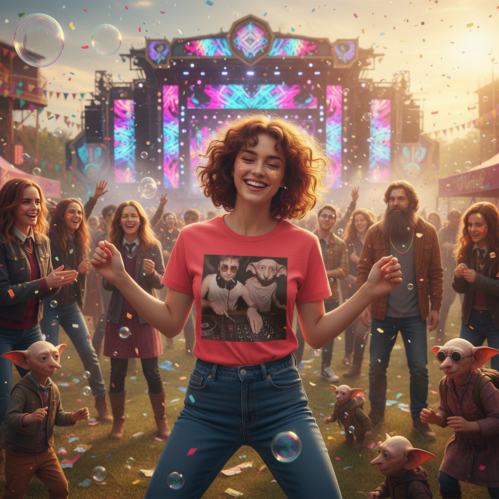 Harry Potter And Dobby DJ Unisex Graphic Tee Shirt Edition