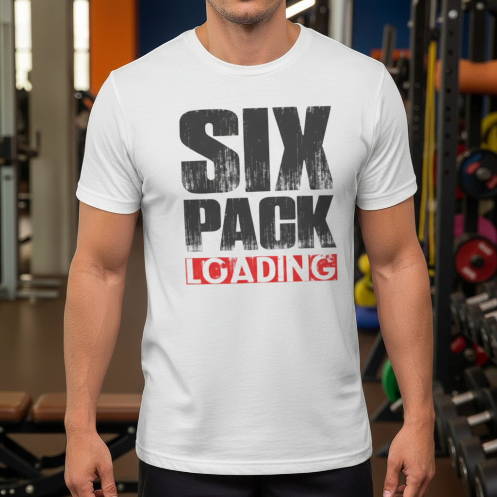 Six Pack Loading Graphic T Shirt Unisex Fitness Tee For Men And Women Casual Wear