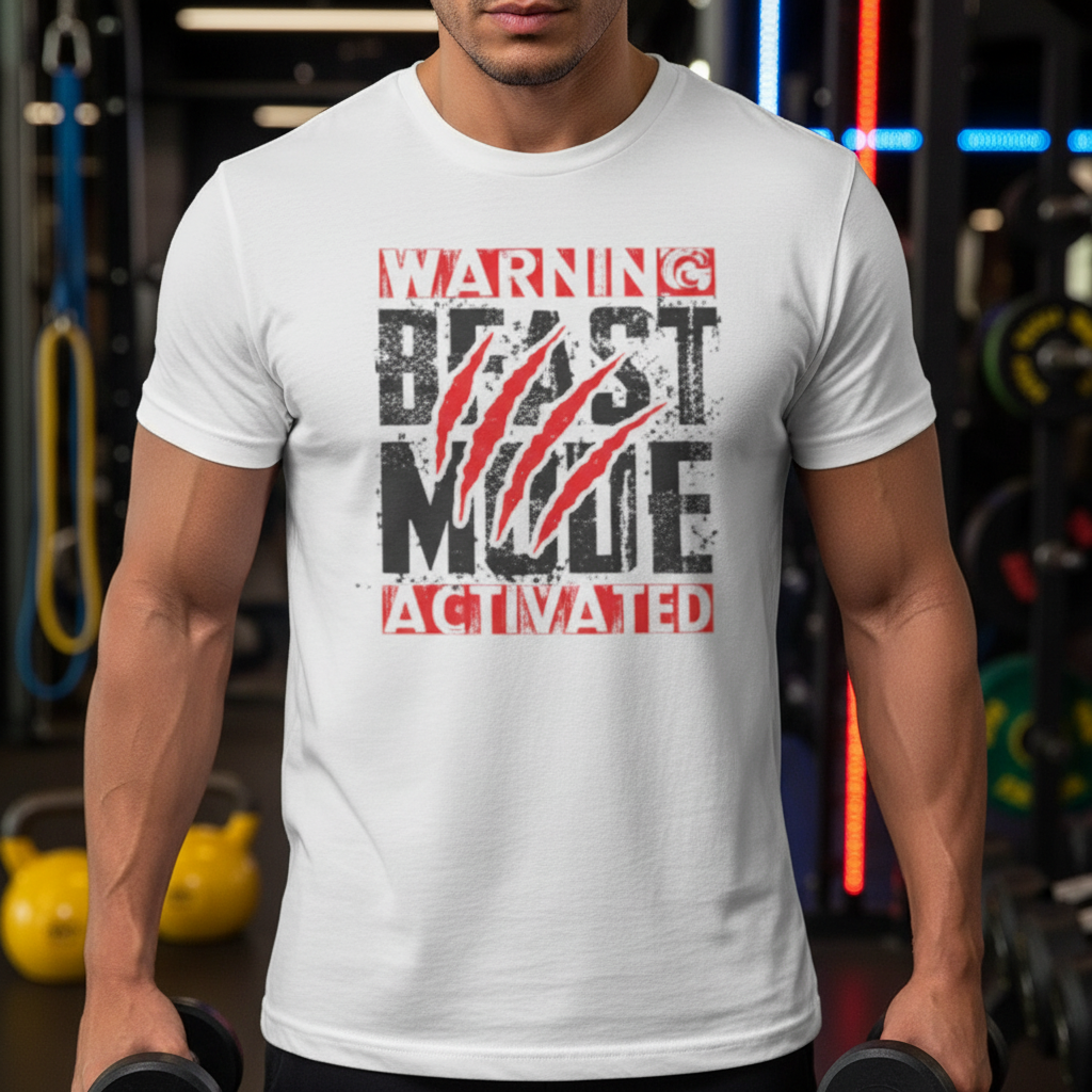 Warning Beast Mode Activated Unisex Graphic T Shirt Short Sleeve Cotton Tee For Men Women