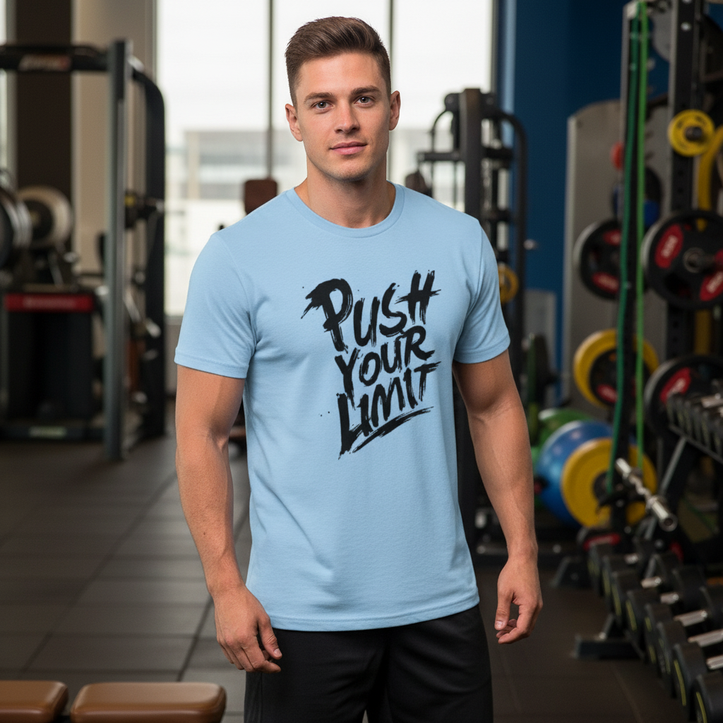 Push Your Limit Unisex Graphic T Shirt White Cotton Short Sleeve Premium Comfort Fit