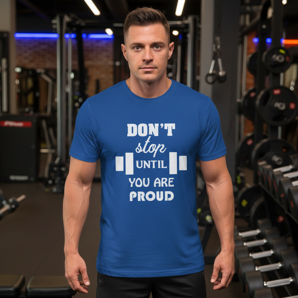 Dont Stop Until You Are Proud Unisex Graphic T Shirt Cotton White Fitness Workout Tee
