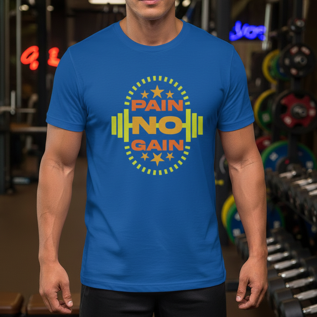 Pain No Gain Unisex T Shirt With Barbell Graphic