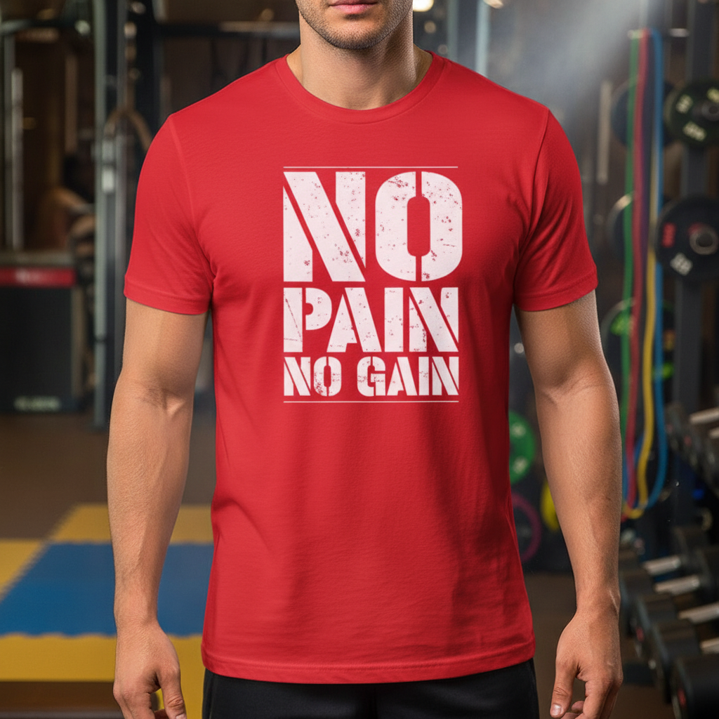 No Pain No Gain Graphic T Shirt Unisex Short Sleeve Workout Tee For Fitness Enthusiasts