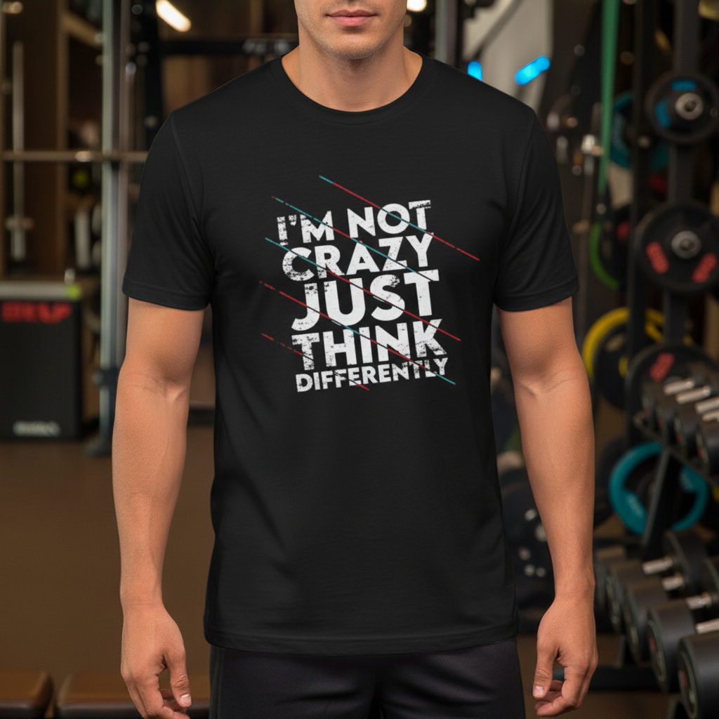 Not Crazy Just Think Differently Unisex White Short Sleeve Graphic T Shirt For Inspiration