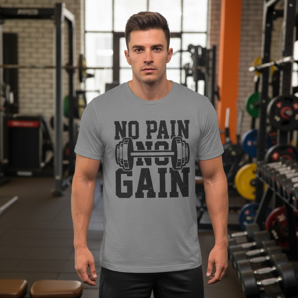 No Pain No Gain Unisex T Shirt With Barbell Graphic For Fitness Enthusiasts And Athletes