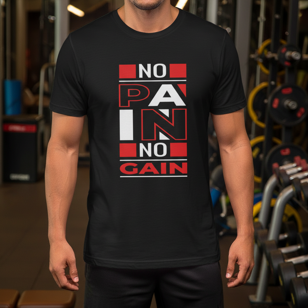 No Pain No Gain Graphic T Shirt Unisex White Cotton Short Sleeve For Active Lifestyles