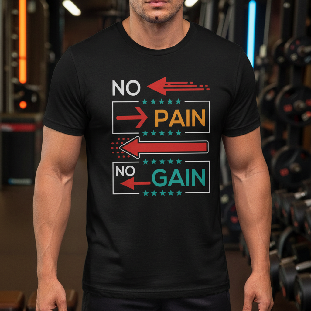 Unisex No Pain No Gain Graphic T Shirt White Short Sleeve Workout Tee For Fitness Enthusiasts
