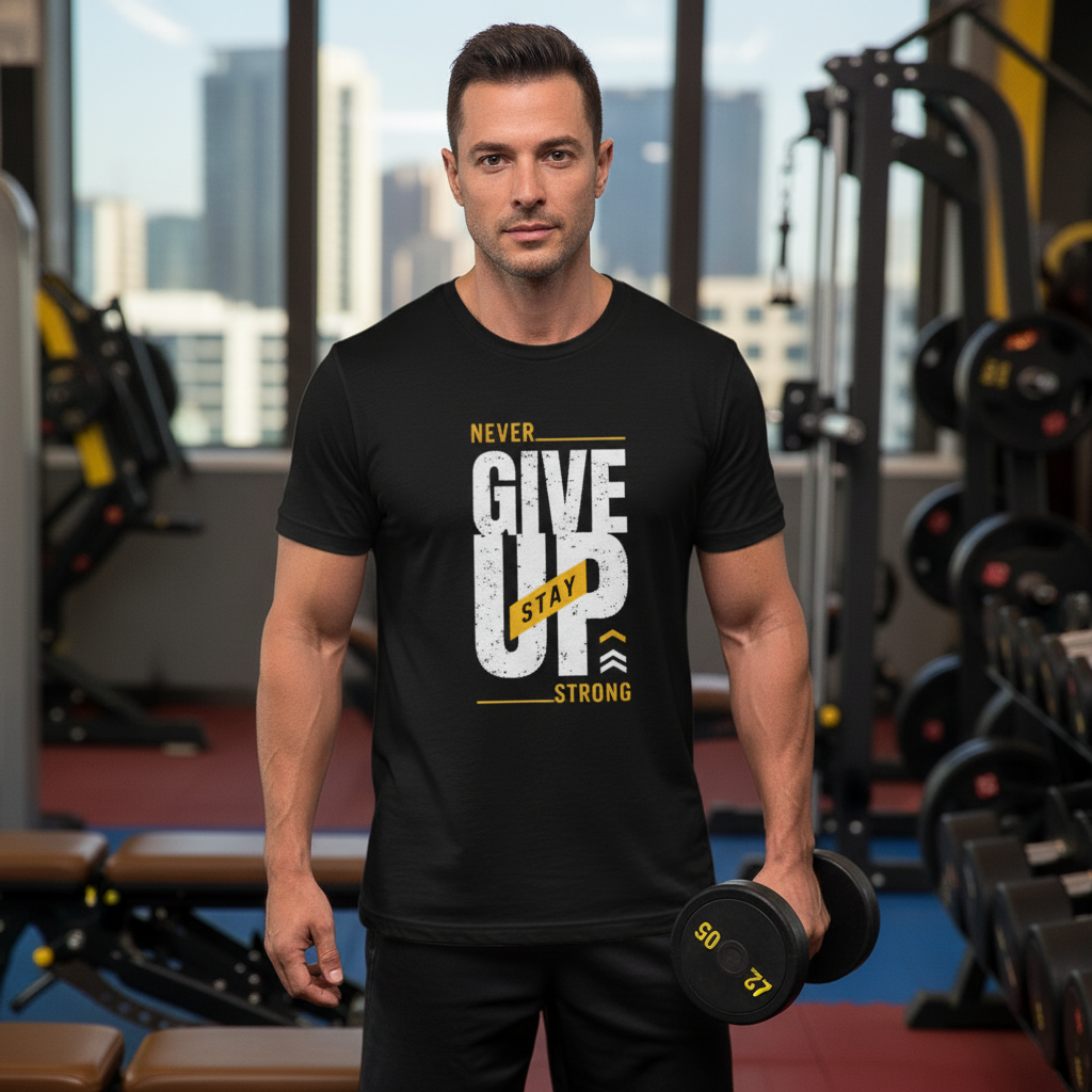 Never Give Up Stay Strong Graphic T Shirt For Men And Women Unisex Short Sleeve Cotton Tee