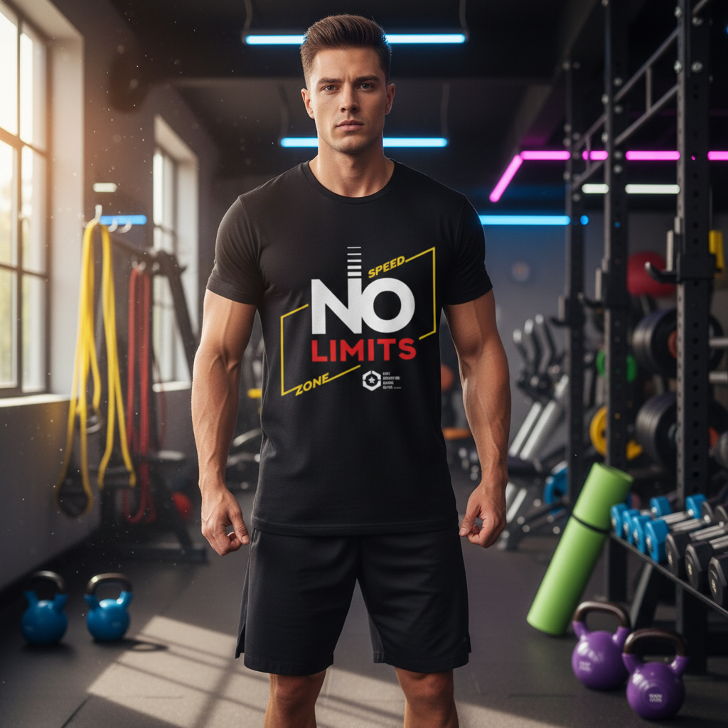 No Limits Graphic Tee For Unisex White Short Sleeve With Speed Zone Design Collection