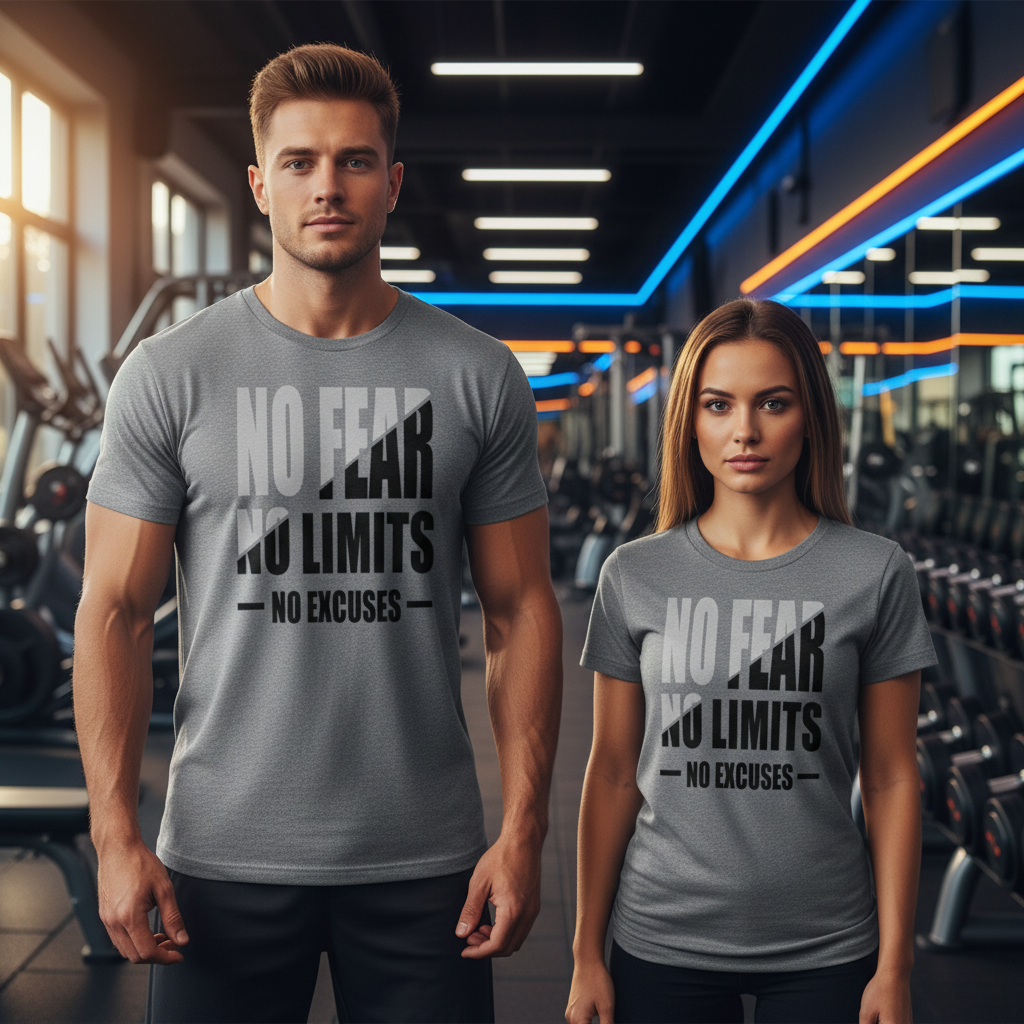 No Fear No Limits No Excuses Unisex Graphic Tee For Workout Training Or Everyday Comfort