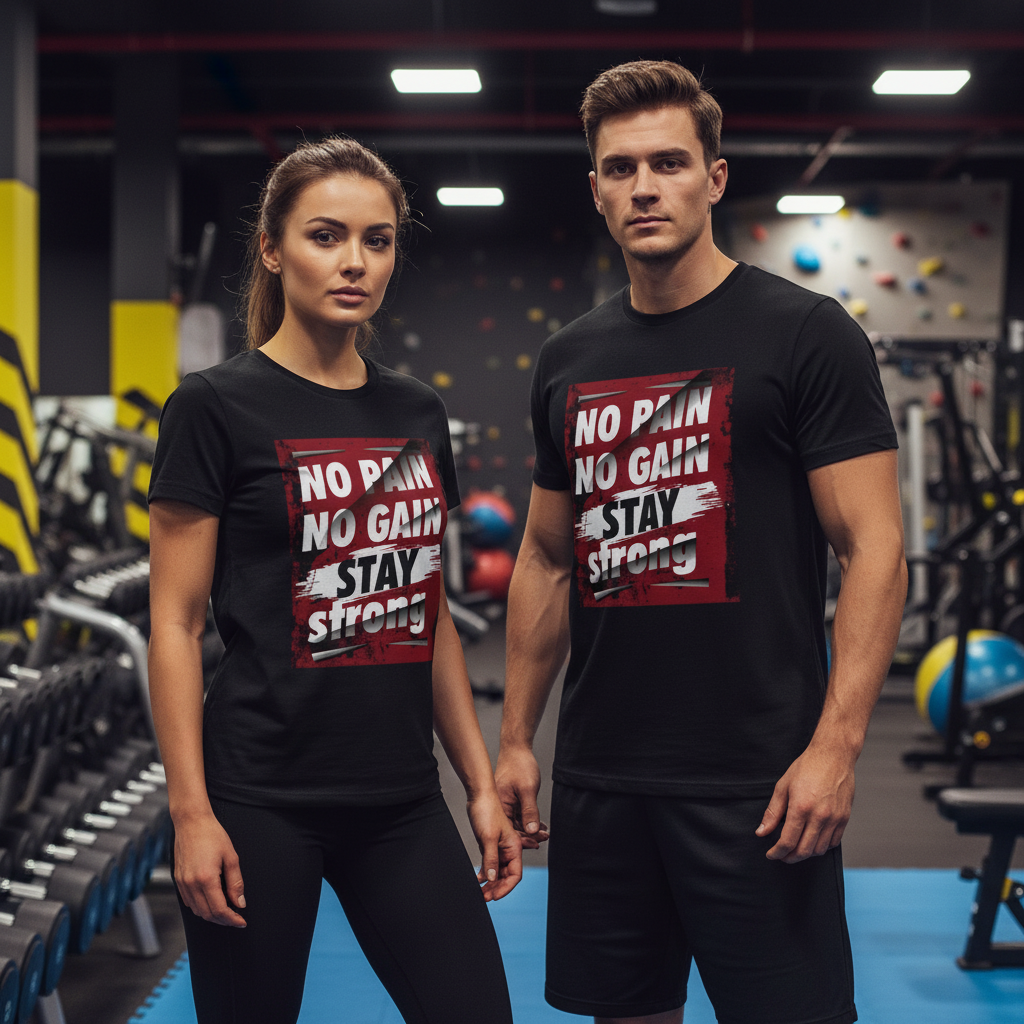 No Pain No Gain Stay Strong Graphic T Shirt For Unisex White Short Sleeve Tee Made From Cotton