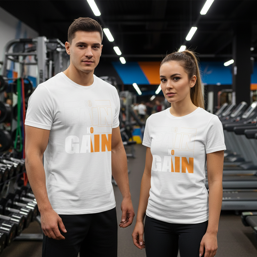 No Pain No Gain Unisex T Shirt White Graphic Tee For Gym Fitness Enthusiasts Athletes