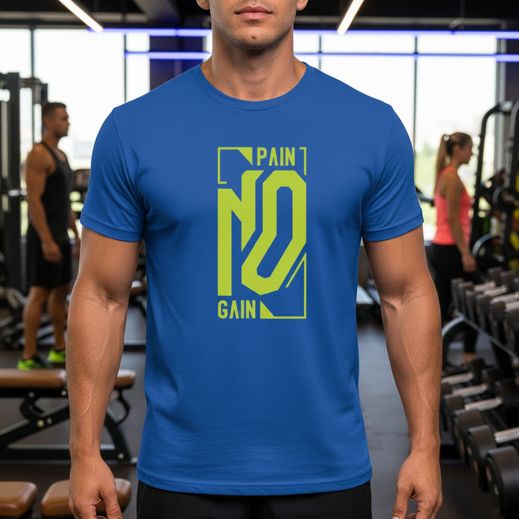 Pain No Gain Graphic T Shirt Unisex White Short Sleeve Cotton Tee For Workout Gear