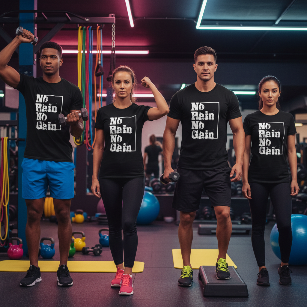 White Unisex Cotton Short Sleeve T Shirt With No Pain No Gain Distressed Graphic