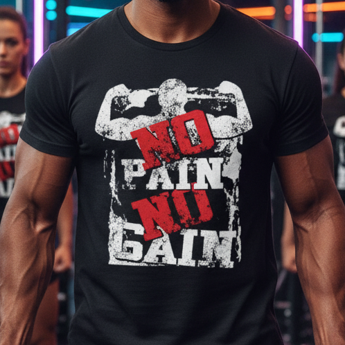 Unisex No Pain No Gain Graphic T Shirt White Cotton Short Sleeve Tee For Men And Women Breathable Relaxed Fit