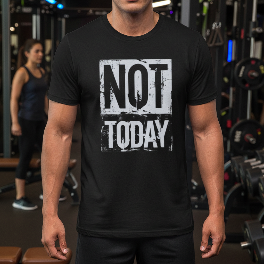 Not Today Graphic White Unisex T Shirt With Light Blue Distressed Square Print Tee