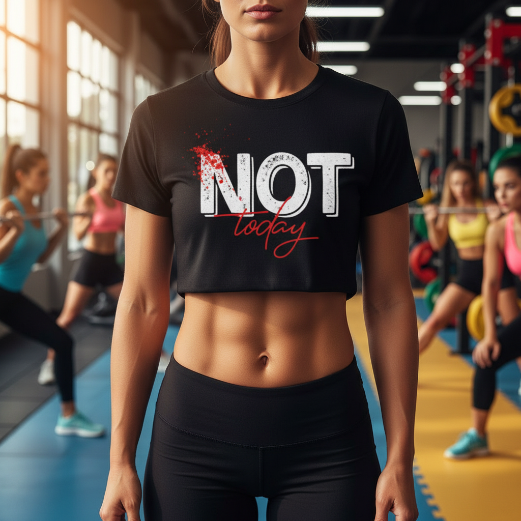 Unisex Not Today Graphic White T Shirt With Red Paint Splatter Print For Casual Fitness Wear