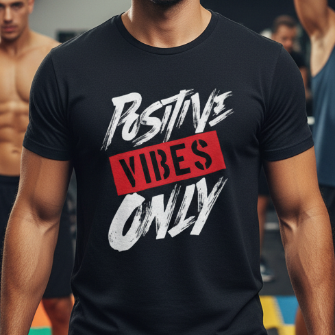Positive Vibes Only Unisex Graphic T Shirt White Short Sleeve Cotton Everyday Wear