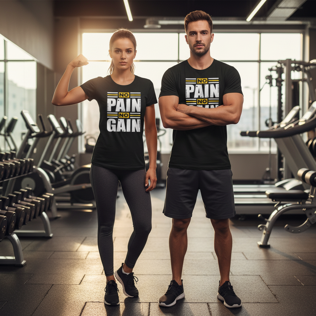 Unisex No Pain No Gain Graphic T Shirt For Workout Gym Training And Fitness Enthusiasts