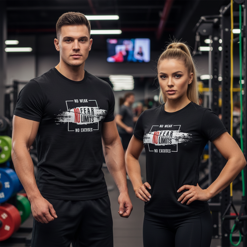 No Fear No Limits Unisex Graphic T Shirt For Gym Workout Running Training And Fitness Enthusiasts