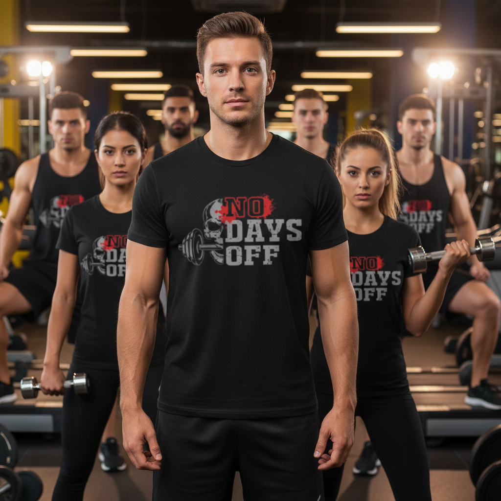 No Days Off Weightlifting T Shirt For Men Women Unisex Graphic Gym Tee For Athletes