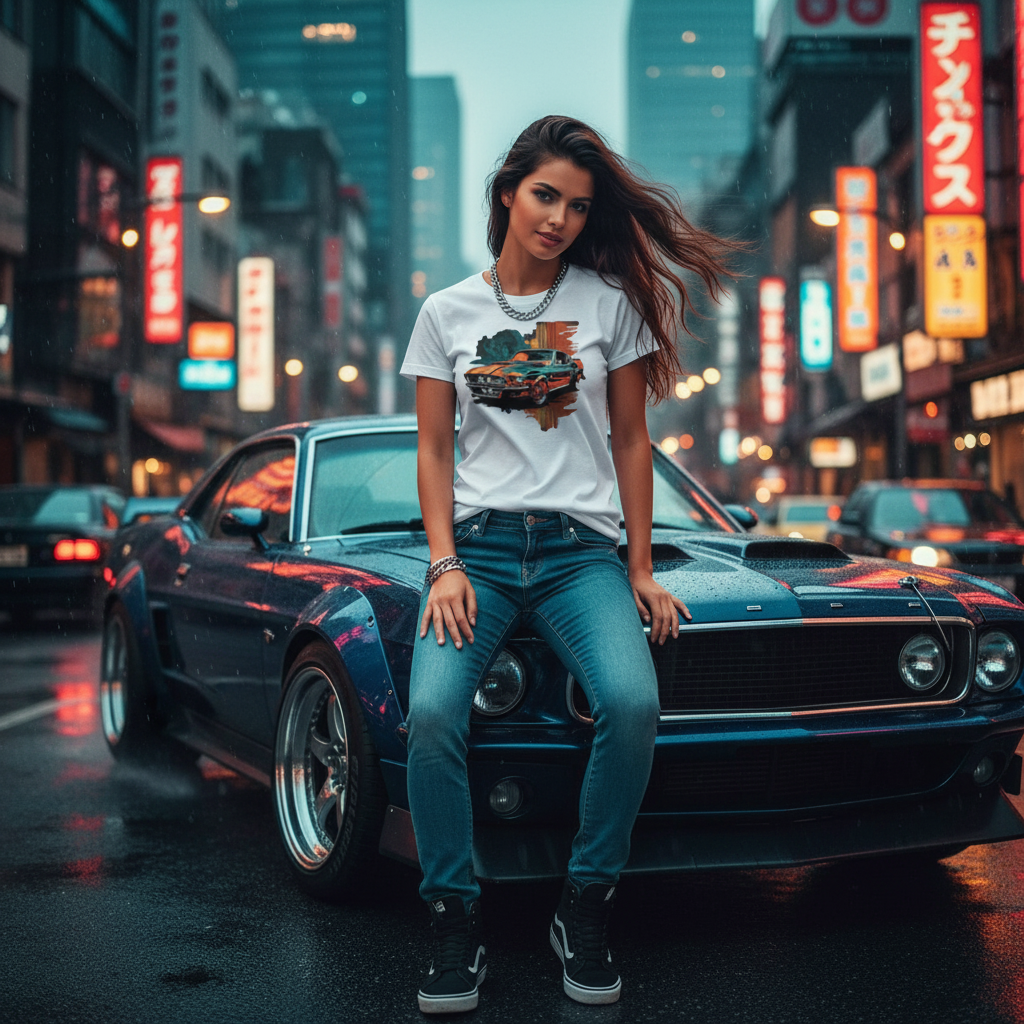 Vintage 1960s Ford Mustang Shelby GT500 Graphic Unisex T Shirt With Classic Car Artwork