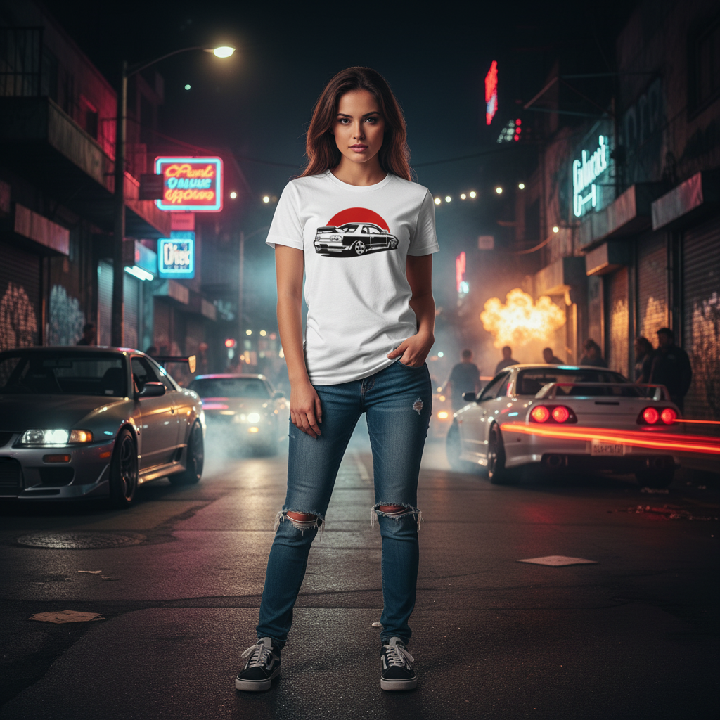 Nissan Skyline GTR R32 Graphic T Shirt For Car Enthusiasts With Bold Black Illustration On White