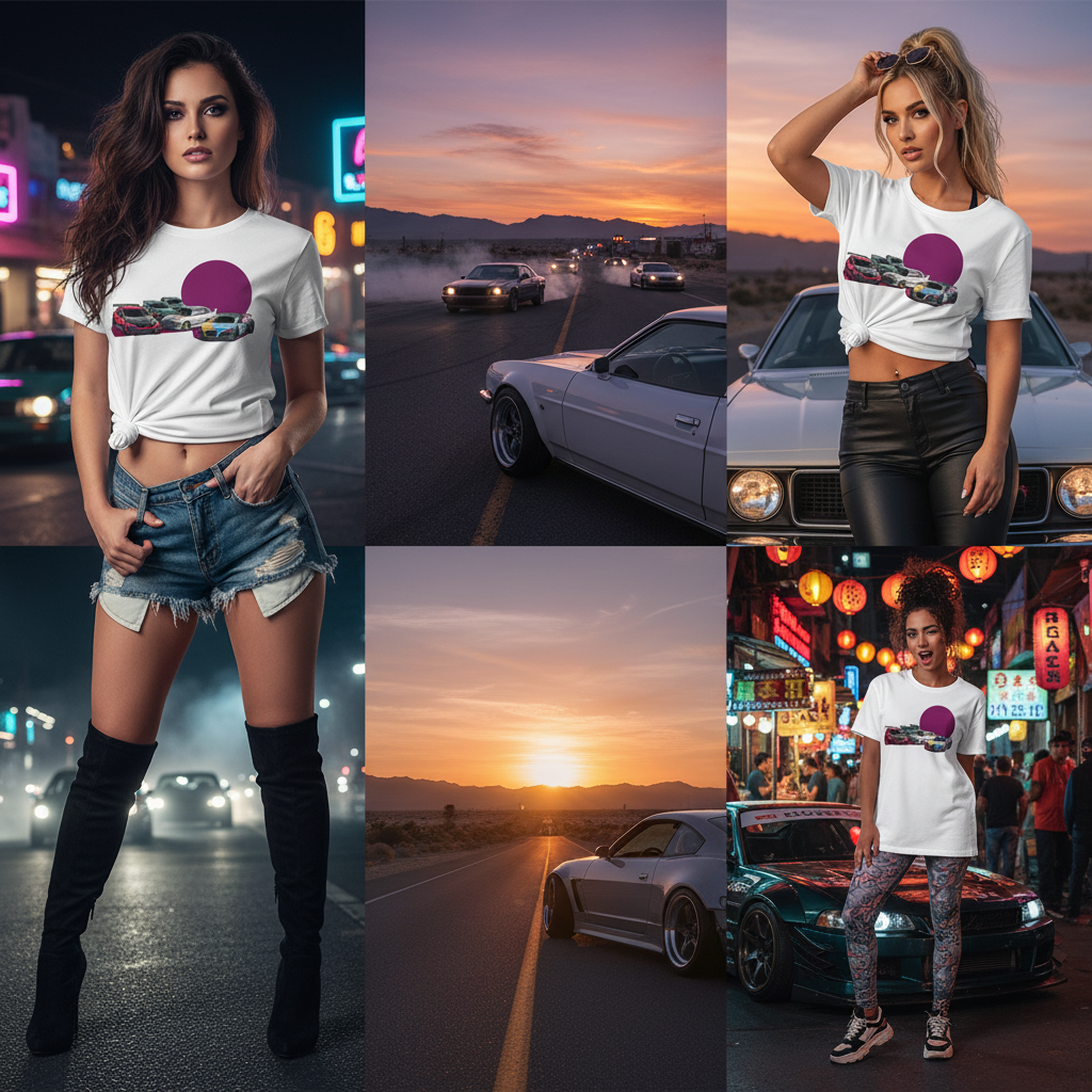 Unisex Car Enthusiast T Shirt With Honda Civic Type R Subaru Impreza WRX STI Mitsubishi Lancer Evolution IX Audi R8